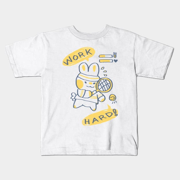 Work Hard Bunny Kids T-Shirt by liliuhms